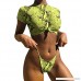 QIQIU Women's Sexy Snake Leopard Print Push-Up Sport Deep V-Neck One-Piece Bikini Set Bathing Suit Tankini Yellow B07P5796ZW